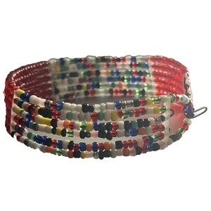 Maasai African Tribal Bracelet Handmade Bead Stack Cuff‎ Colorful Boho Festival